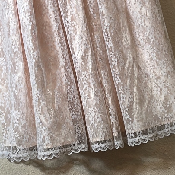 Vintage Gunne Sax Jessica McClintock Fit & Flare Ivory Pink Dress size 5/6 - Picture 2 of 16